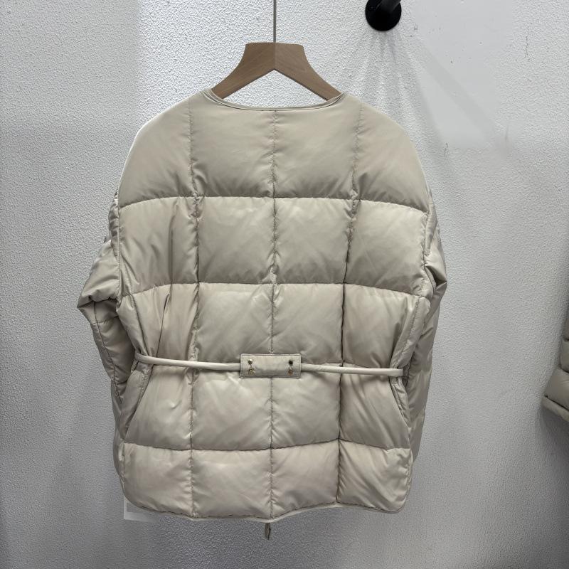Belt Short Fashion Down Jacket Women's Jacket Jacket White Duck Down Autumn and Winter New Crew Neck Bread Clothing Tide
