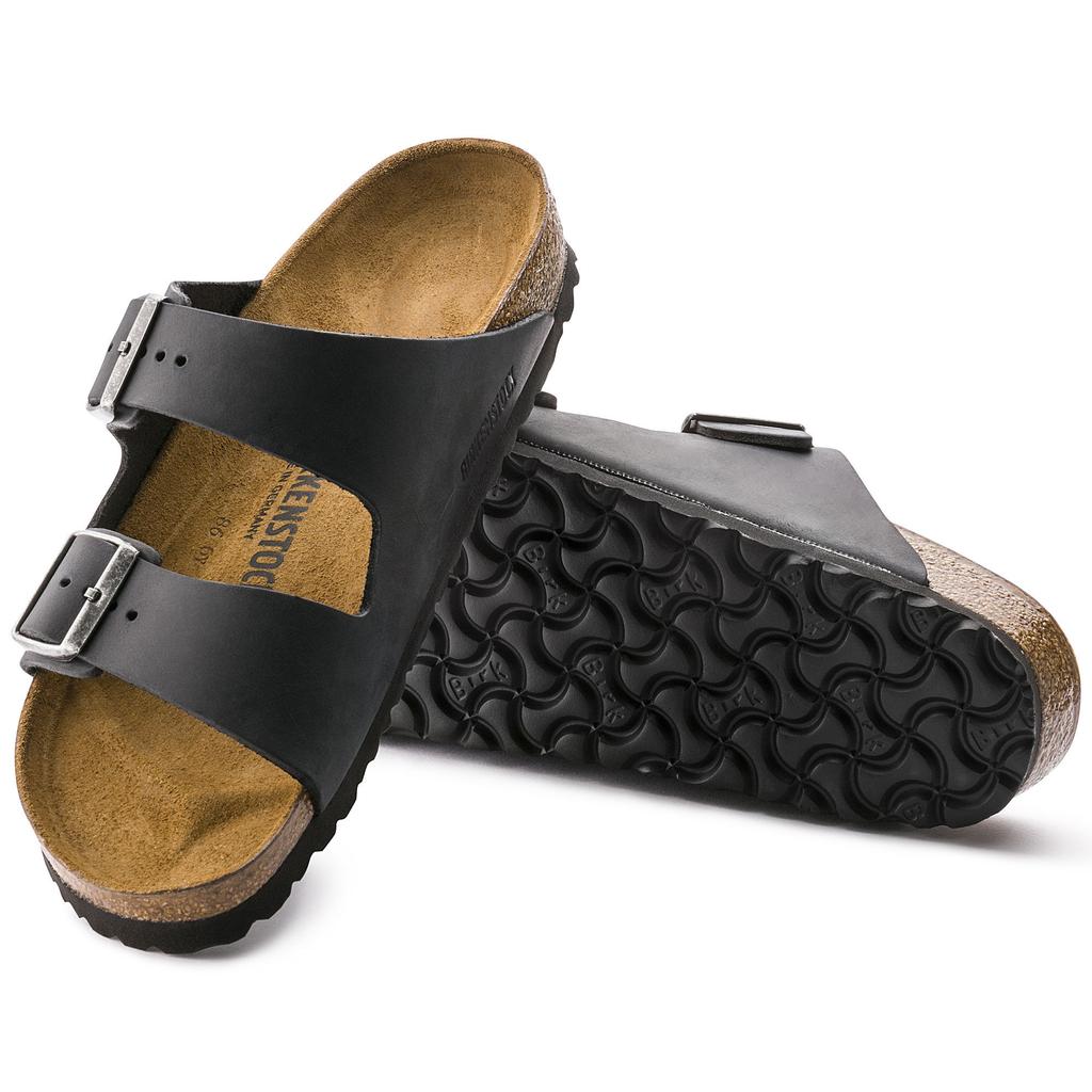 Women's/Men's Birkenstock Arizona Oiled Leather Narrow Black Sandals for a Narrow Foot Oiled Leather (0552113)