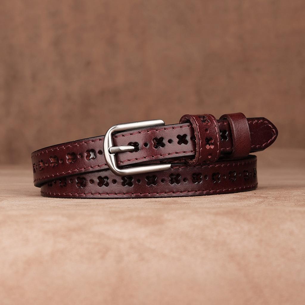 First Layer Cowhide Belt, Genuine Leather, Retro Versatile Tree Paste Leather Pin Buckle, Retro Belt, Young And Middle-Aged Belt Men