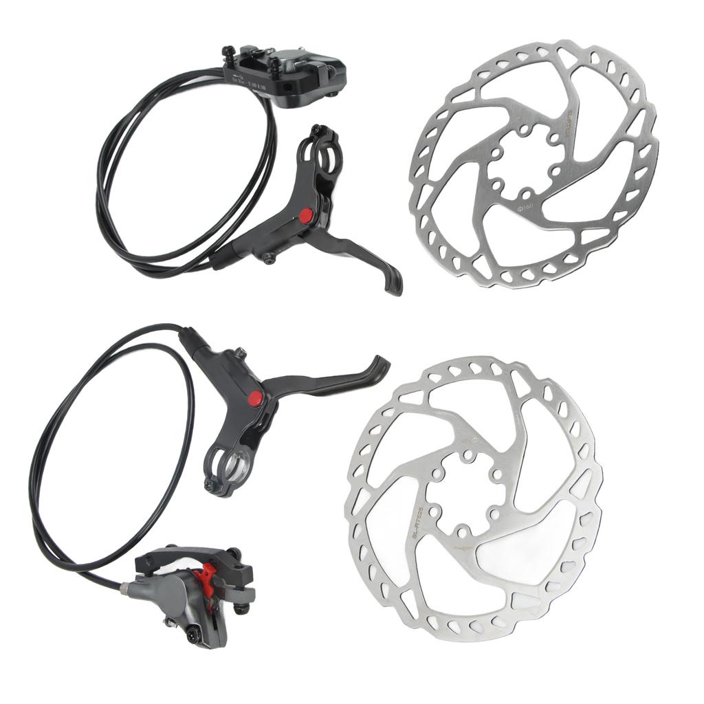 WAKE Front and Back Disk Brake Kit Aluminum Alloy Calipers Stainless Steel 160mm Rotors with Cable Brake Lever for Road