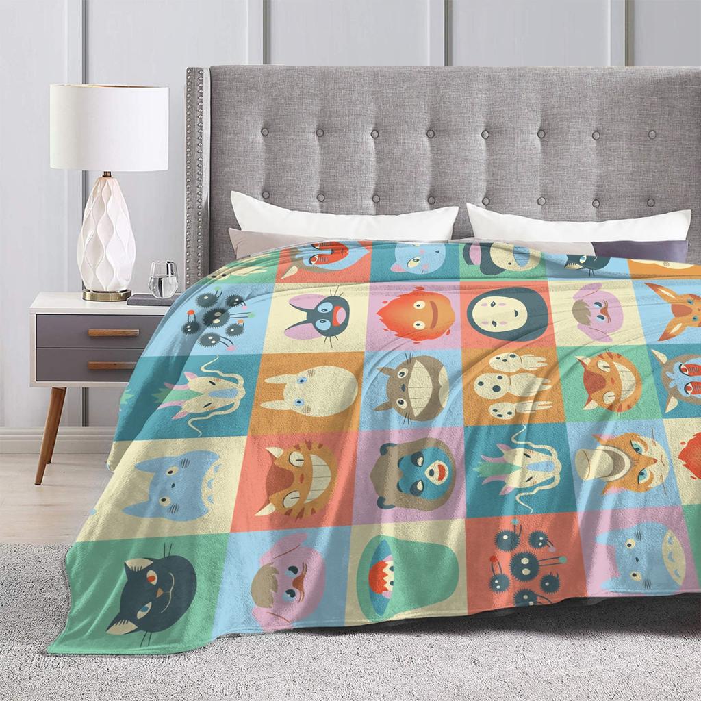 Japanese Blanket T-Totoros Travel Flannel Throw Blanket For Couch Bed Soft Custom DIY Quality Bedspread Gift Idea
