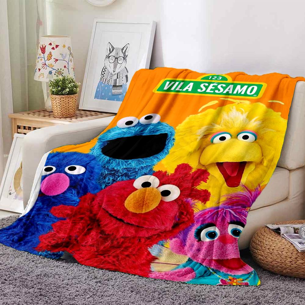 Sesame Street Theme Printed Blanket - Perfect for Couch, Bed, Travel & Outdoor Use | Machine Washable, Cozy & Durable.