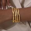 Exaggerated Four Layer Wide Chunky Bracelet Stainless Steel 18K Gold Plated Irregular Open Bangle Geometric Luxury Jewelry Gift