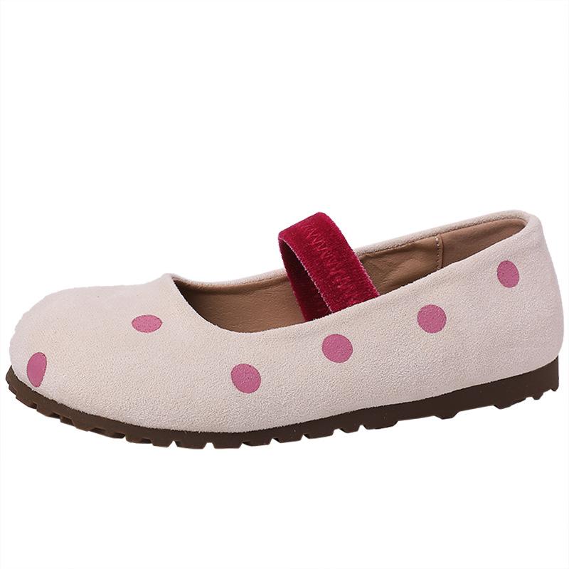 2025 new summer shallow mouth Mary Jane single shoes fairy spring fairy style ballet shoes polka dot flat beanie shoes