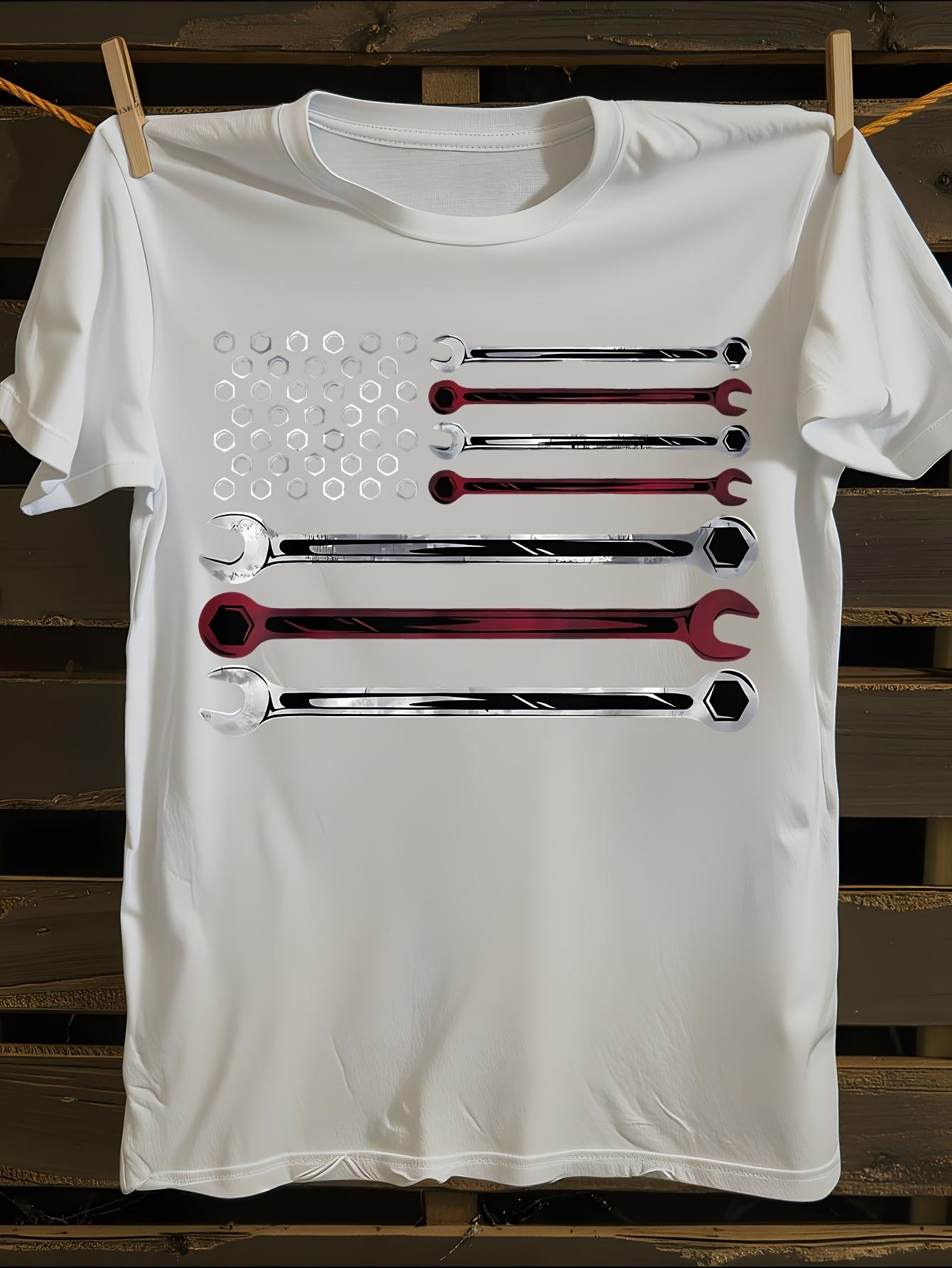 Patriotic American Flag Tshirt Mechanic T-shirt XXL