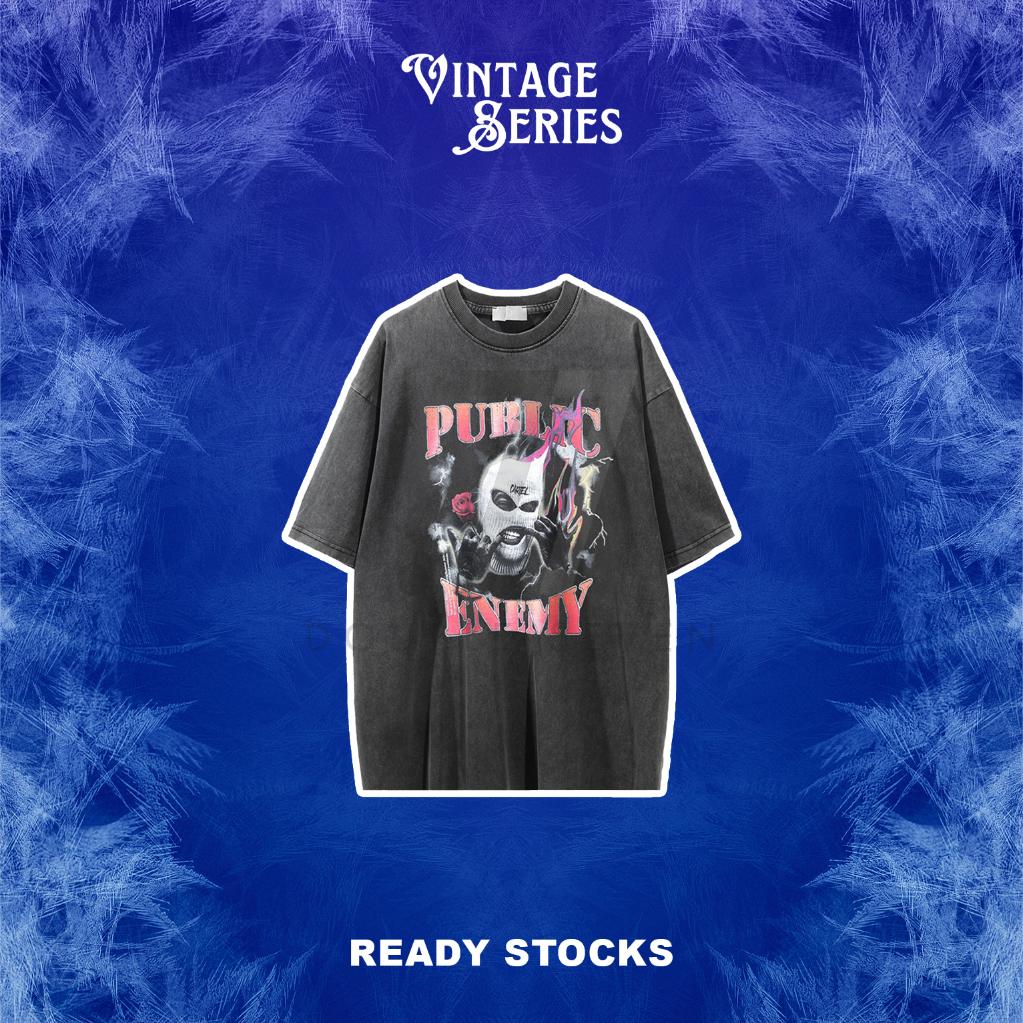 Vintage Series Public Enemy Oversized Authentic Streetwear Unisex Washed Tee (Hot Selling) S разноцветный
