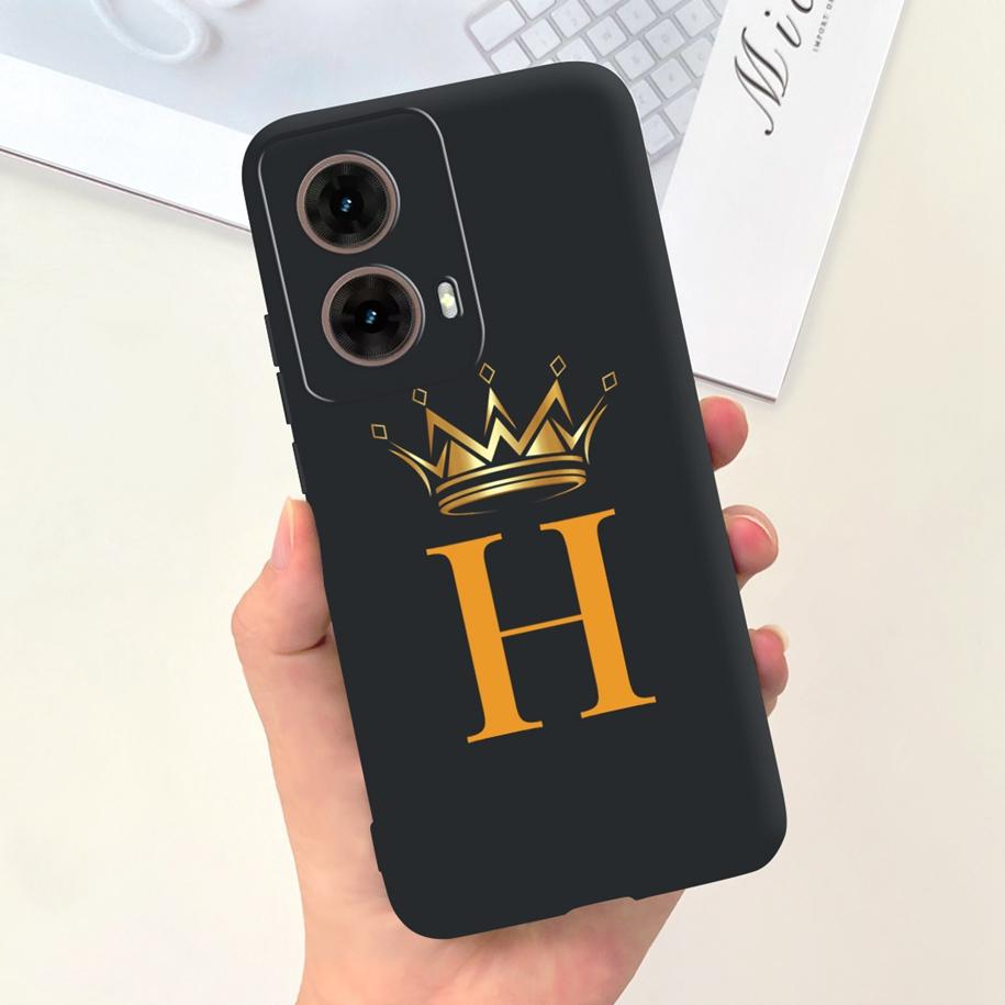 For Motorola Moto G85 Case 2024 New Luxury Initial Letters Soft Silicone Protective Cover For Moto G85 5G G 85 Shockproof Bumper