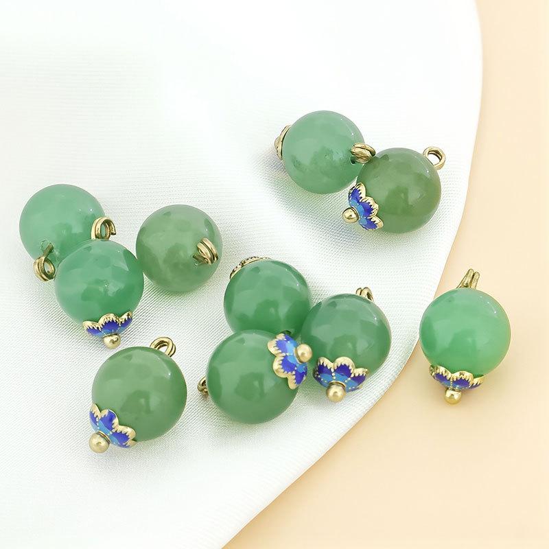 10pcs Round Bead Jade Button Handmade Jewelry Clothing Accessories Natural Jade Cheongsam Buckle Tang Clothing Song Jin Decorative Buckle