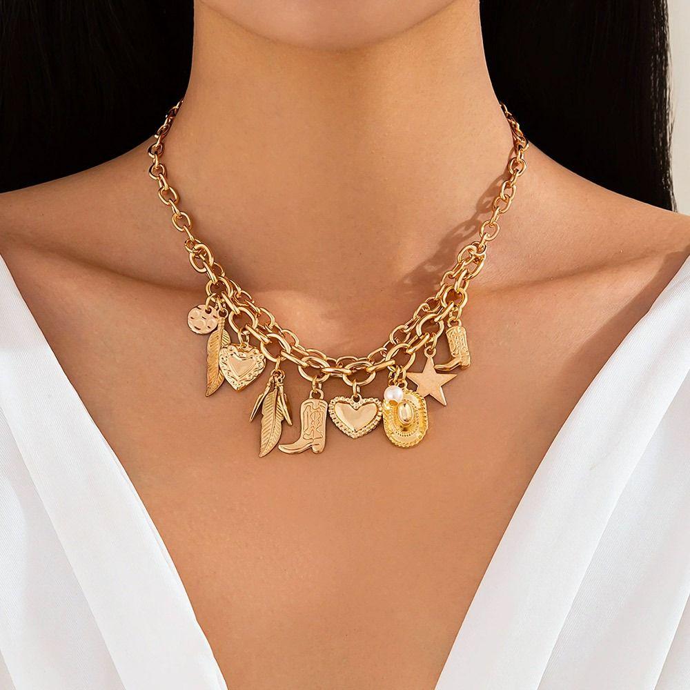 Creative Choker Necklace Adjustable Goth Double-layer Clavicle Neck Chain Neck Jewelry