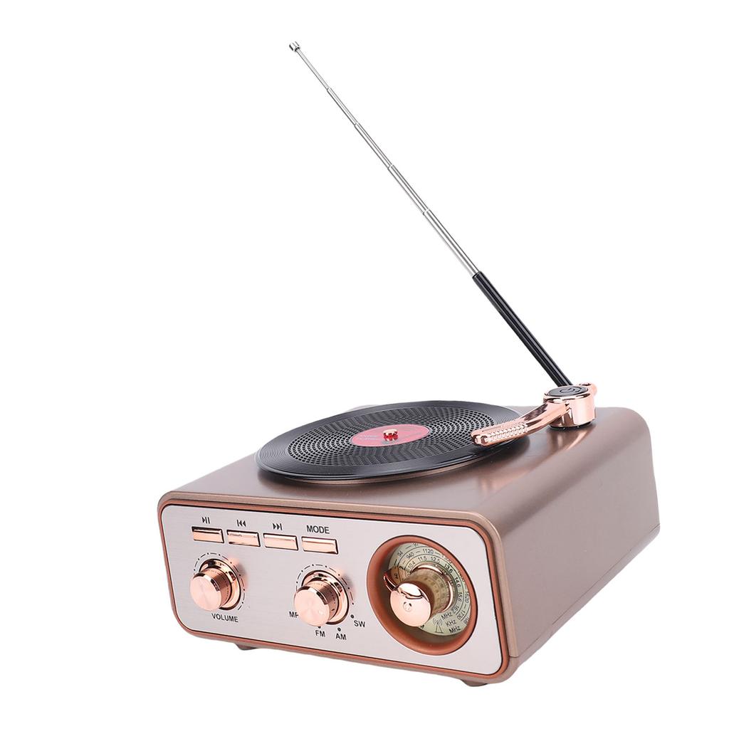 AM FM SW Radio Retro Bluetooth Speaker Rechargeable 1200mAh Battery Record Player Style Speaker for Home Kitchen Outdoor