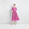 Hollow Niche Design Sense Splicing Water-soluble Lace Waist Thin Solid Color Dress