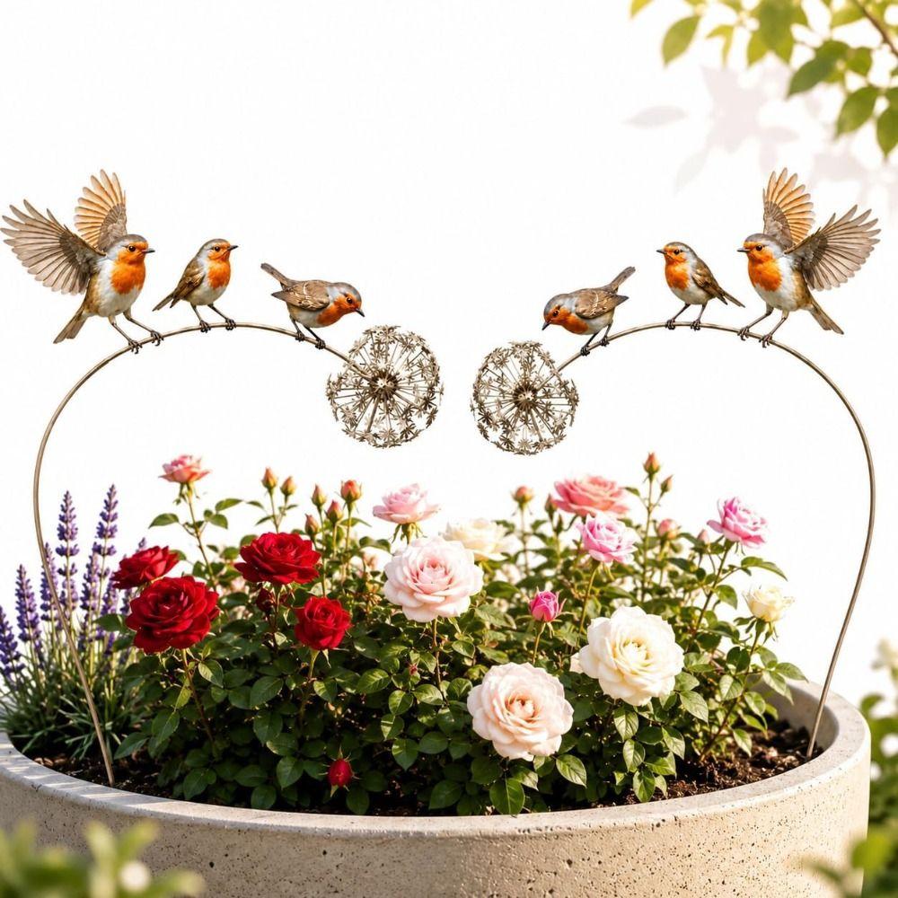 Weather Resistant Robin Garden Stake Metal Bird Plant Stake New Bird Garden Stake Patio Decor