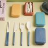 Portable Four-Piece Folding Cutlery Set: Knife, Fork, Spoon, Chopsticks - Ideal for Travel, Office, and Picnics