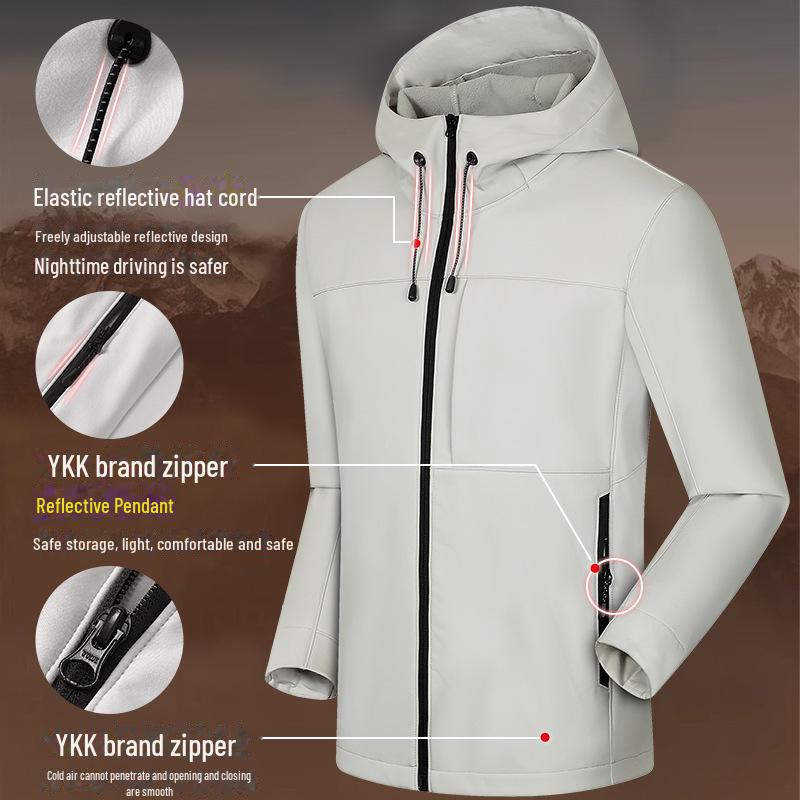 Men’s Windproof & Waterproof Velvet Hooded Jacket for Autumn/Winter - Trendy Soft Shell Couple Design
