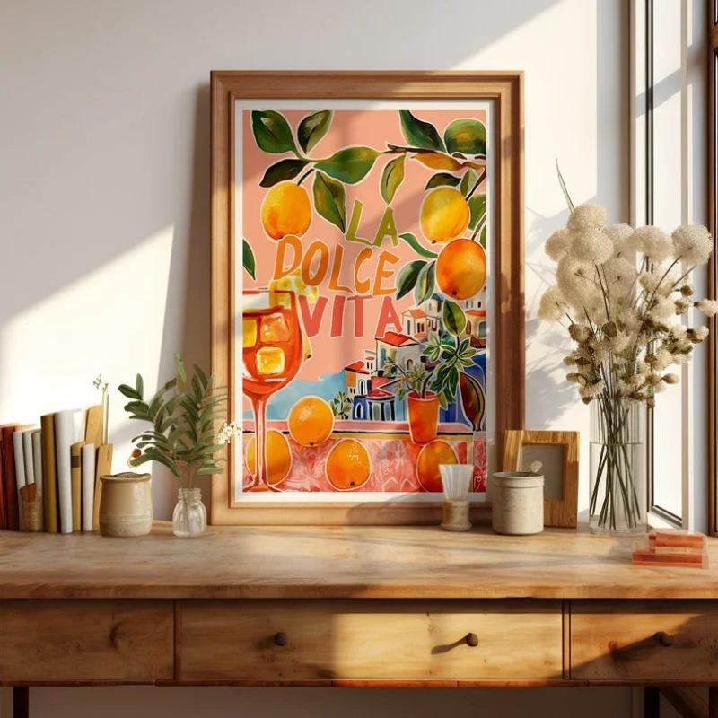 Retro Spritz La Dolce Vita Lemon Italy Travel Posters and Prints Canvas Painting Wall Art Picture for Room House Decor