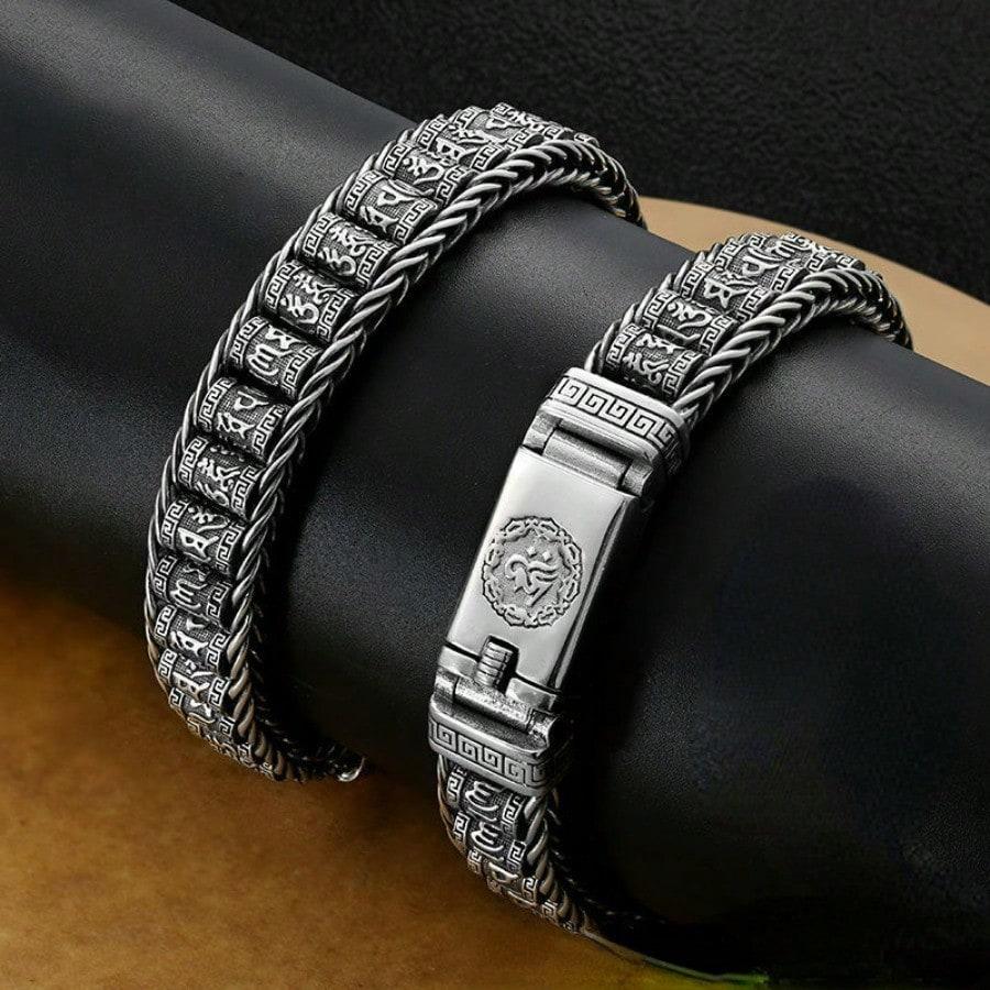Handmade Men's Bracelet Simple Fashion Retro Bracelet Six-character Mantra Jewelry