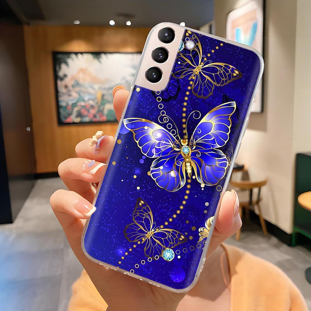 For Samsung S21 FE Plus Ultra Phone Case Butterfly Cat Soft Silicone Cover For Galaxy S21+ S21FE S 21 Protection Funda Coque