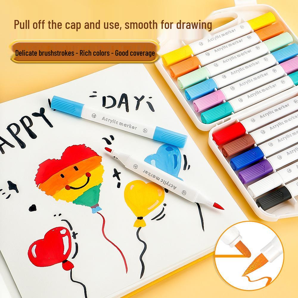 Dreieckiger Doppelspitz-Marker-Stifte-Set - 60 nicht durchblutende, stapelbare Farben für Kunst von Schülern und Kindern.