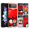 Cute Cartoon Pucca Garu Case Phone Cover for Samsung Galaxy Z Flip 6 5 4 3 5G ZFlip6 ZFlip5 ZFlip4 ZFlip3 Black Hard Trend Funda