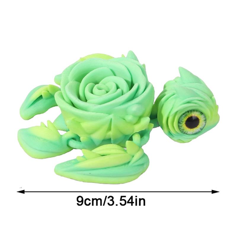 Rose Turtle 3D Printed Articulating Turtle Fidget Toy Joint Movable Model Stress Relief Sea Turtle Figurine Landscape Decoration