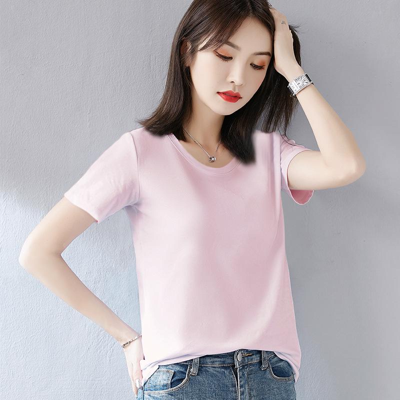 Women's 2022 Green Heart-Shaped V-Neck Short-Sleeve Cotton T-Shirt - Trendy Summer Wear