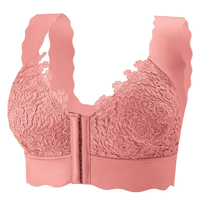 Large Size Front Clasp No-padded Thin Underwear Beautiful Back Seamless Large Chest Push-up Bra