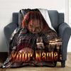 1pc Chucky Blanket with Custom Name, Gift, for Men and Women, Soft Blanket, Good for Sofa Bed Couch Travel, Lightweight Flannel Blanket