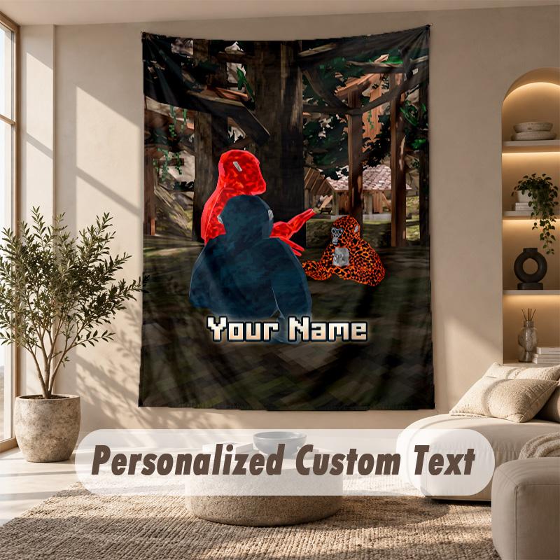 Gorilla Tag cartoon Tapestry, Personalized Custom Text, Wall Hanging Tapestry For Living Room Home Wall Decor