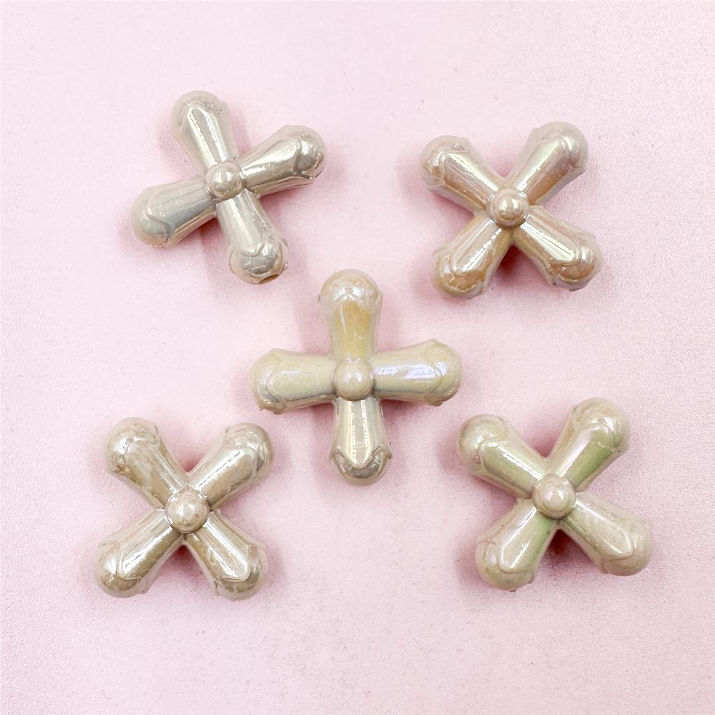 Kreuz Schmuck Anhänger 5 Stück Perlen Zubehör 24,7*24,3mm DIY Buntes Perlenzubehör Acryl