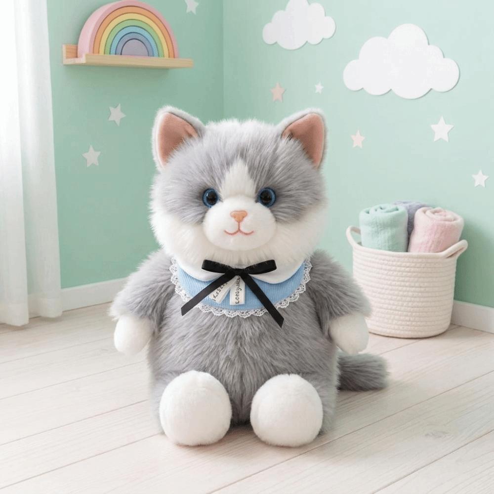 Lifelike Stuffed Animal Bag Fur Material Ragdoll Cat School Bag New Plush Backpack Birthday Gift