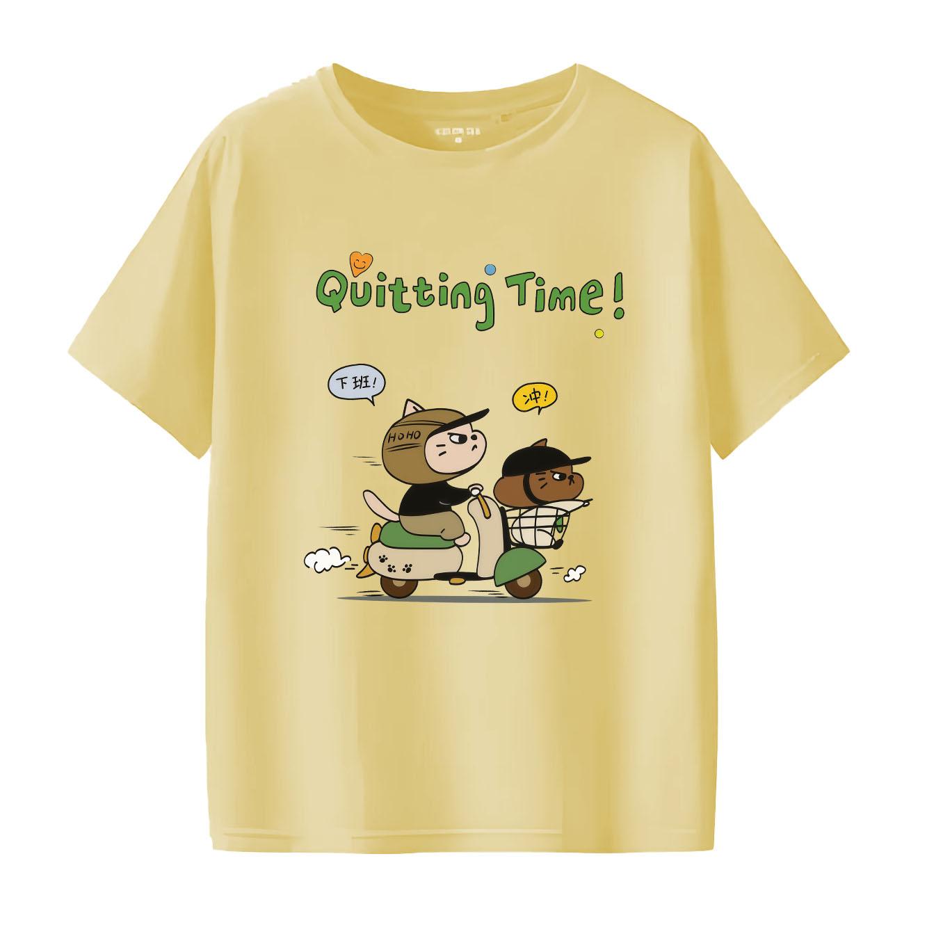 

Cute off work time to fun printed pattern daily Tshirt short sleeved round neck versatile Womens Tshirt S