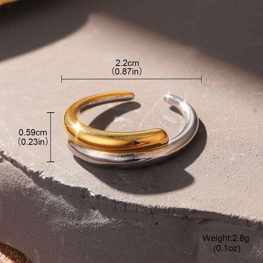 Cold wind fashion stainless steel European and American ring temperament line high-end sense gold hand jewelry