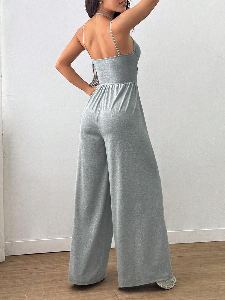 European & American Style Women's Casual Camisole Jumpsuit - Summer Wide Leg Loose Fit
