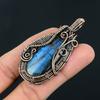 Handmade Labradorite Wire Wrapped Pendant Blue Flash Gemstone Necklace  Antique Copper Jewelry for Women & Men