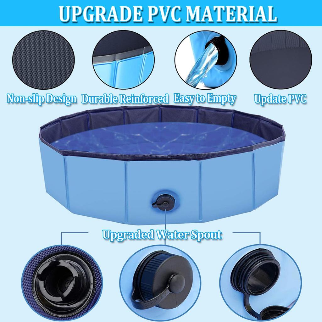 Taeku Dog Foldable and Portable PVC Bathtub for Small and Medium Indoor and Outdoor Use Pool, Kids, Babies, Dogs, (8030cm, Blue)