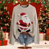 Women's Fashion Christmas Print Pullover Long-Sleeve  Neck Knit Sweater Top