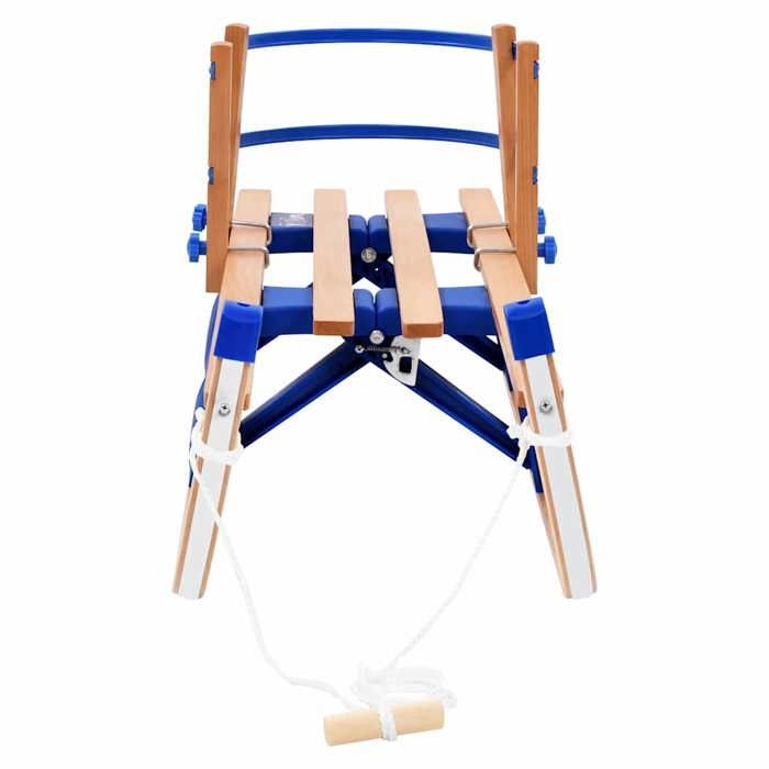 VidaXL Traîneau Pliable Bois Dossier 119 cm Luge Amateurs Neige Sports d'Hiver 91458