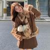 Women's Retro Suede Fur-Trim Horn Buckle Jacket - 2025 Autumn/Winter Collection