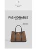2025 Autumn/Winter Contrast Color Leather Handbag - Large Capacity Wool & Microfiber Shoulder/Crossbody Tote for Women