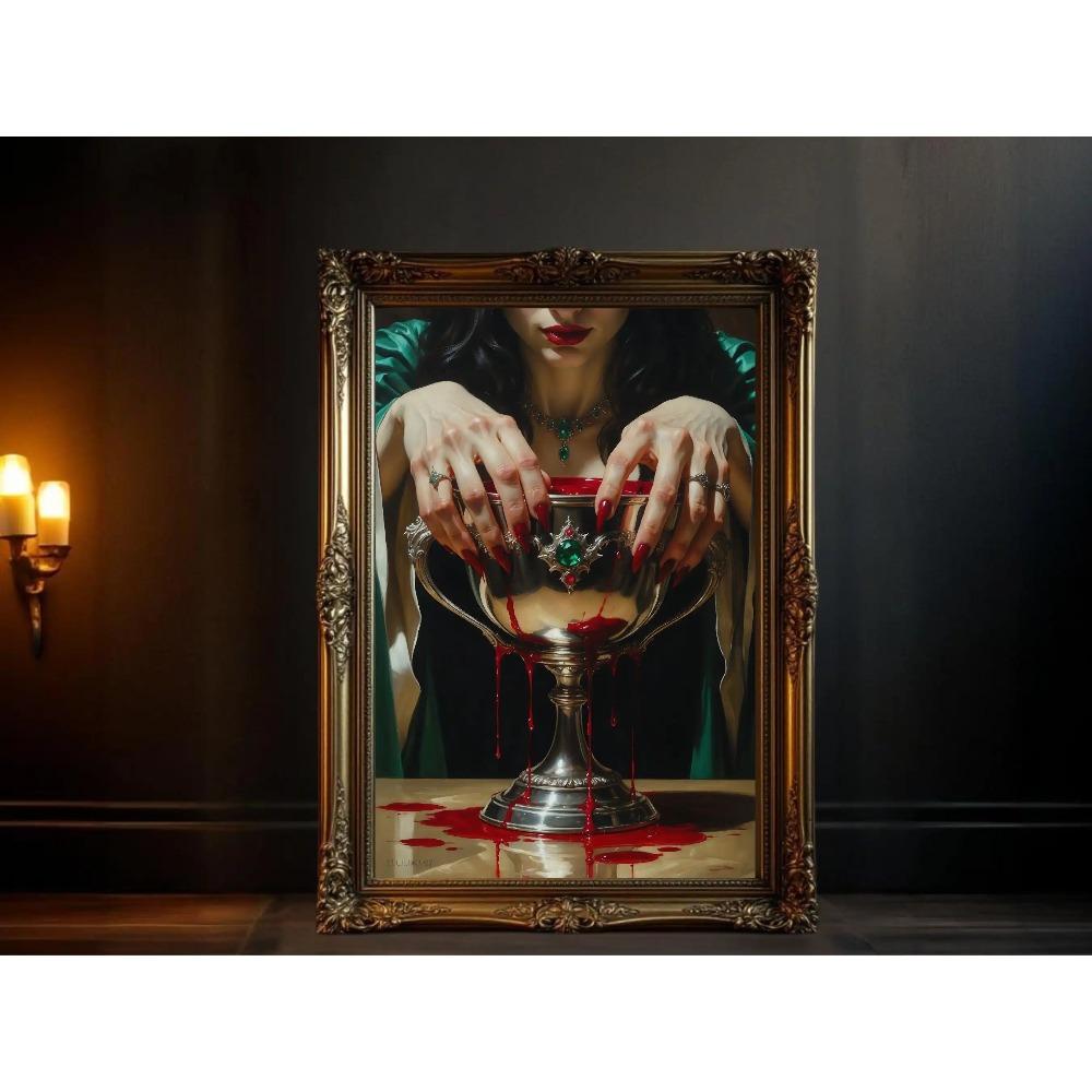 Dark Fantasy Romantic Gothic Vampire Queen Horror Blood Poster Print Wall Art Pictures Canvas Painting Living Room Home Decor