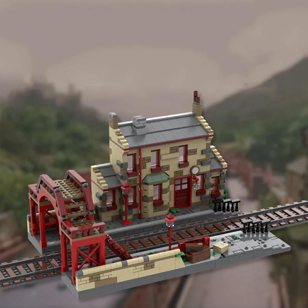Non-Toxic Moc Hogsmeaded Railway Train Station Philosopher'S Stone Building Blocks Compatible 76423 Extension Bricks Diy Toy Children Gift
