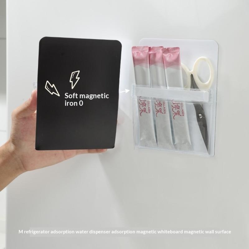 Transparent Fridge Magnet Organizer Bag Heavy Duty Storage Pouch Anti Slip Large Capacity for Kitchen Fridge Storage