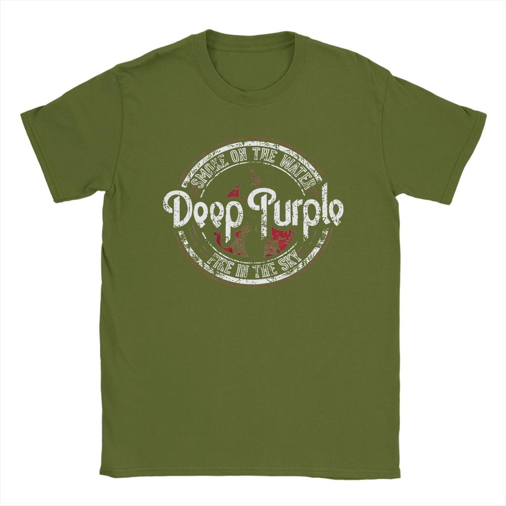 Deep Purple English Rock Band Album Men's T Shirt Amazing Tee Shirt Short Sleeve Round Neck T-Shirts Cotton Plus Size Clothes