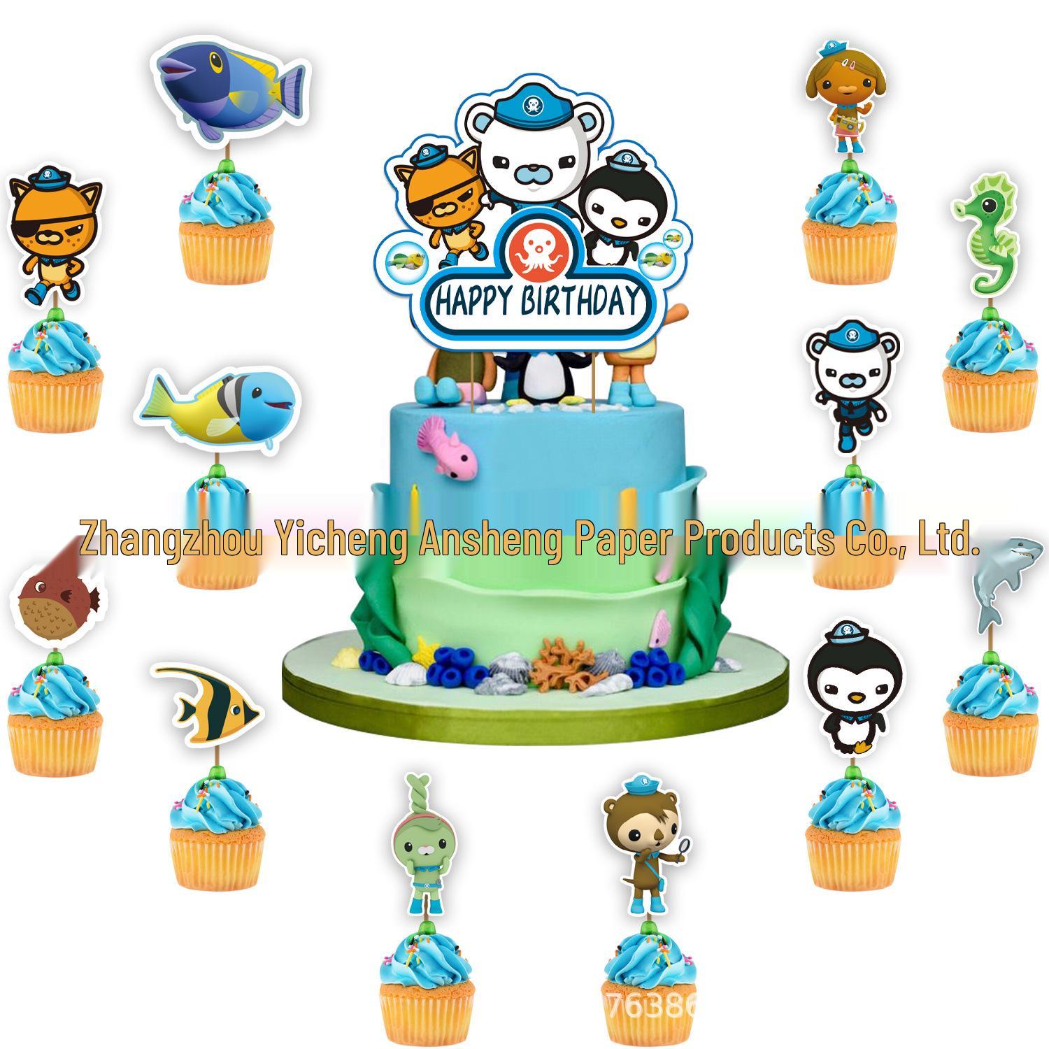 In Stock: Octonauts Birthday Party Cake Flag Toppers and Decoration Set