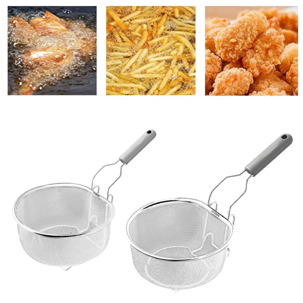 Deep Fryer Basket Stainless Steel Frying Basket With Anti Slip Handle Cooking Tool For Home Kitchen Restaurant Barbecue Bbq