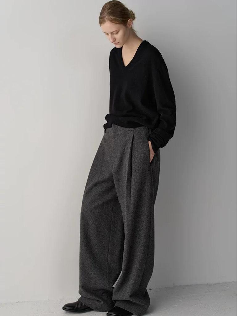 Façade Pattern High Waist Wide-Leg Casual Suit Pants for Women - Slimming, Floor-Length, Spring & Autumn Style