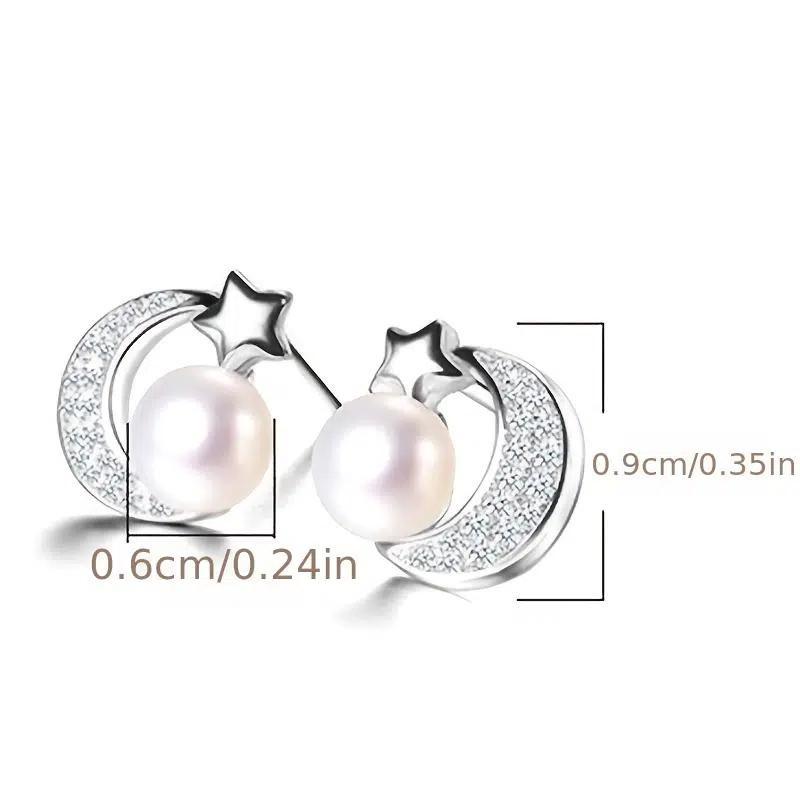 1 Pair  Star Moon Stud Earrings for Women Fashion Cute Earrings