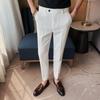 Korean Slim Fit Men's Nine-Point Stripe Dress Pants - Summer Lightweight Casual Skinny Trousers