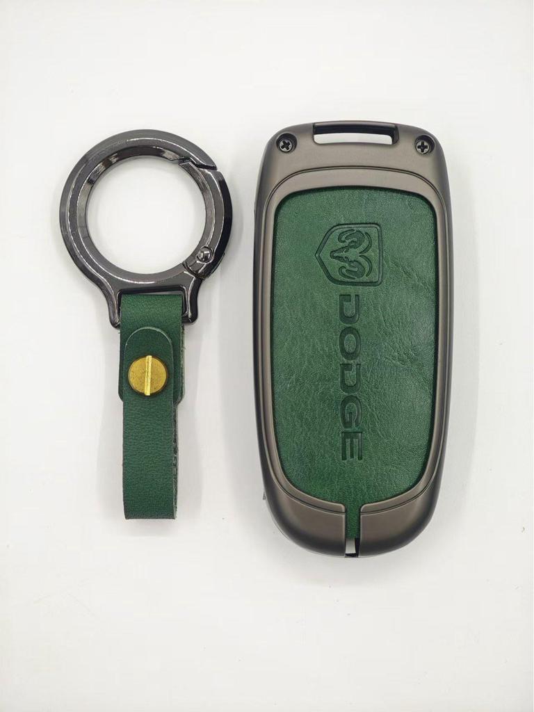 Θήκη Κλειδιού Dodge: Μεταλλικό Προστατευτικό Κέλυφος & Τσάντα από Γνήσιο Δέρμα για Journey, Caliber, Avenger