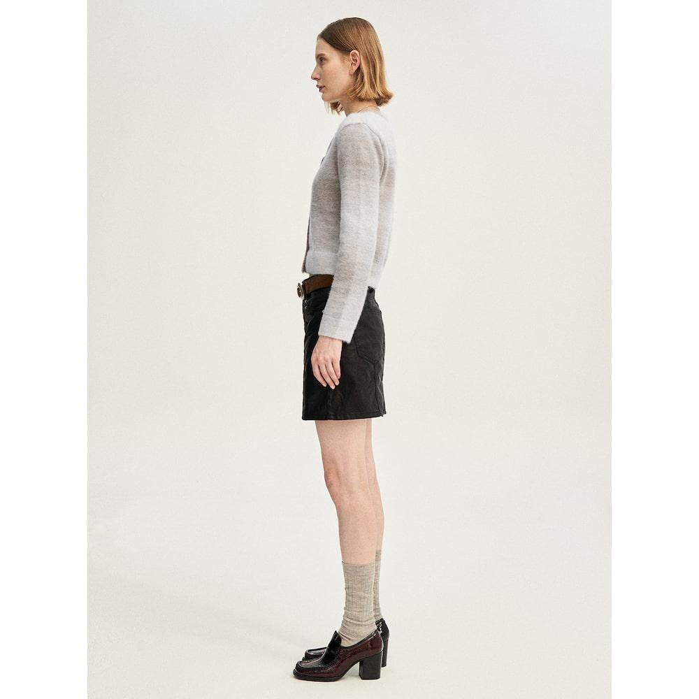 8SECONDS Coated Denim Mini Skirt Black